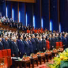 Tổng Bí thư Tô Lâm, Chủ tịch nước Lương Cường và Thủ tướng Phạm Minh Chính cùng các đại biểu tham dự Đại hội Thi đua yêu nước lần thứ XI. (Ảnh: Dương Giang/TTXVN)