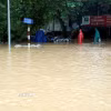 Mưa lớn gây ngập úng một số tuyến phố ở phường Minh Xuân, tỉnh Tuyên Quang. (Ảnh: Quang Cường/TTXVN)