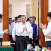 Tổng Bí Thư Tô Lâm đến làm việc với Ban Tổ chức Trung ương. (Ảnh: Thống Nhất/TTXVN)