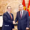 Tổng Bí thư Tô Lâm tiếp thân mật đồng chí Bruno Rodríguez Parrilla, Đặc phái viên Đảng Cộng sản Cuba, Nhà nước Cộng hòa Cuba, Ủy viên Bộ Chính trị, Bộ trưởng Ngoại giao Cuba. (Ảnh: Thống Nhất/TTXVN)
