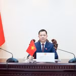 Đại diện Việt Nam, đại biểu Quốc hội hoạt động chuyên trách tại Ủy ban Quốc phòng, An ninh và Đối ngoại của Quốc hội Trịnh Xuân An, Phó Chủ tịch Nhóm đại biểu Quốc hội trẻ Việt Nam khóa XV phát biểu tại Phiên họp. (Nguồn: Cổng thông tin điện tử Quốc hội Việt Nam)