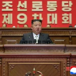 Tổng Bí thư Đảng Lao động Triều Tiên Kim Jong Un phát biểu tại Đại hội. (Nguồn: KCNA)