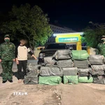 Phương tiện và tang vật do cảnh sát đặc nhiệm Phòng chống ma túy và tội phạm miền Bắc, Hải quan Cửa khẩu Quốc tế Móng Cái và Đội Kiểm soát Hải quan Quảng Ninh phát hiện, bắt giữ. (Ảnh: TTXVN phát)