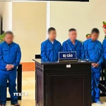 Các bị cáo tại phiên tòa xét xử. (Ảnh: TTXVN phát)