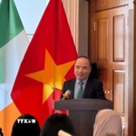 Ông Lê Đình Bá, Tham tán Thương mại, Thương vụ Việt Nam tại Anh (kiêm nhiệm Ireland) phát biểu tại diễn đàn. (Ảnh: TTXVN phát)