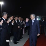 Lễ tiễn Tổng Bí thư Tô Lâm và đoàn cấp cao Việt Nam tại Sân bay Quốc tế Techo. (Ảnh: Thống Nhất/TTXVN)