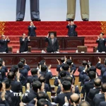 Nhà lãnh đạo Triều Tiên Kim Jong Un (thứ 4, trái) tại kỳ họp thứ nhất của Quốc hội tại Bình Nhưỡng, ngày 22/3/2026. (Ảnh: Yonhap/TTXVN)