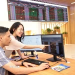 Khách hàng giao dịch chứng khoán. (Ảnh: Trần Việt/TTXVN)