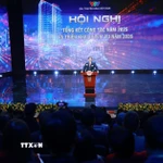 Thủ tướng Phạm Minh Chính phát biểu chỉ đạo Hội nghị tổng kết năm 2025 và triển khai nhiệm vụ 2026 của Đài Truyền hình Việt Nam. (Ảnh: Dương Giang/TTXVN)