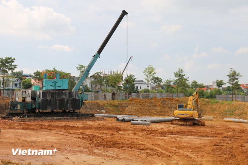 Dự án Nhà ở xã hội Thiện kế xanh đang được đẩy nhanh tiến độ triển khai. (Ảnh: Nguyễn Thảo/Vietnam+)