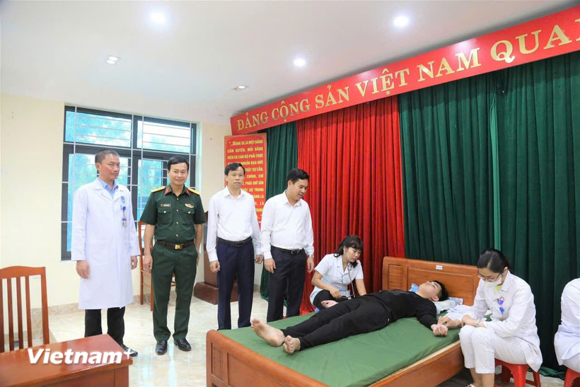 Xã Vĩnh Tường, tỉnh Phú Thọ thực hiện khám sơ tuyển sức khỏe nghĩa vụ quân sự năm 2026. (Ảnh: Nguyễn Thảo/Vietnam+)