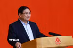 Thủ tướng Phạm Minh Chính chủ trì Phiên họp lần thứ tư của Tiểu Ban Kinh tế-xã hội. (Ảnh: Dương Giang/TTXVN)