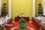 Chủ tịch nước Lương Cường chủ trì làm việc với Văn phòng Chủ tịch nước về công tác tháng 8/2025 và nhiệm vụ trọng tâm công tác tháng 9/2025. (Ảnh: Lâm Khánh/TTXVN)