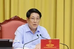 Chủ tịch nước Lương Cường chủ trì làm việc với Văn phòng Chủ tịch nước về công tác tháng 8/2025 và nhiệm vụ trọng tâm công tác tháng 9/2025. (Ảnh: Lâm Khánh/TTXVN)
