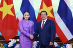 Thủ tướng Phạm Minh Chính và Thủ tướng Thái Lan Paetongtarn Shinawatra đồng chủ trì Kỳ họp lần thứ tư Nội các chung Việt Nam-Thái Lan. (Ảnh: Dương Giang-TTXVN)