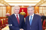Tổng Bí thư Tô Lâm tiếp Chủ tịch Duma Quốc gia Nga Vyacheslav Volodin. (Ảnh: Thống Nhất/TTXVN)