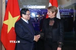 Thủ tướng Phạm Minh Chính hội đàm với Tổng thống Liên bang Thụy Sĩ Karin Keller-Sutter. (Ảnh: Dương Giang/TTXVN)