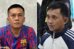 Đối tượng Phạm Anh Tài, còn gọi là Tài “đen” (trái) và Lê Văn Ân, sinh năm 1993 tại cơ quan công an. (Ảnh: TTXVN phát)