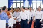 Chủ tịch Quốc hội Trần Thanh Mẫn tiếp xúc cử tri tại xã Tân An Hội, Thành phố Hồ Chí Minh. (Ảnh: Doãn Tấn/TTXVN)