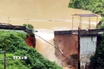 Hiện trường đập thủy điện Bắc Khê (Lạng Sơn) bị vỡ chiều 7/10/2025. (Ảnh: TTXVN phát)