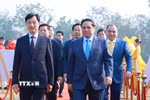 Thủ tướng Phạm Minh Chính dự khởi công Dự án đầu tư xây dựng Khu đô thị thể thao Olympic, Hà Nội. (Ảnh: Dương Giang/TTXVN)