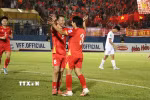 Chiến thắng trước Lào giúp Tuyển Việt Nam thăng tiến trên bảng xếp hạng FIFA. (Ảnh: Văn Hướng/TTXVN)
