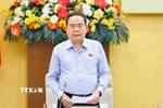 Chủ tịch Quốc hội Trần Thanh Mẫn, Chủ tịch Hội đồng Bầu cử quốc gia phát biểu. (Ảnh: Doãn Tấn/TTXVN)
