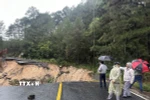 Đèo Mimosa bị sạt lở nghiêm trọng. (Ảnh: Chu Quốc Hùng/TTXVN)