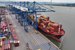 Bốc xếp hàng hóa xuất khẩu ở cảng Container Quốc tế Hải Phòng, thị trấn Cát Hải, huyện Cát Hải, thành phố Hải Phòng. (Ảnh: Vũ Sinh/TTXVN)