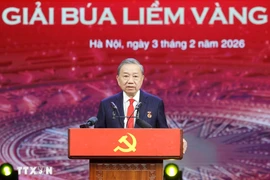 Tổng Bí thư Tô Lâm phát biểu tại buổi lễ. (Ảnh: Thống Nhất/TTXVN)