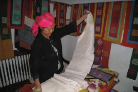 Những hoa văn đủ sắc màu trên thổ cẩm của người Mông. (Ảnh: T.H/Vietnam+)