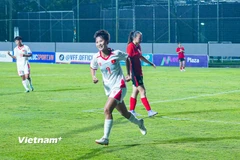 Hoài Trinh (số 7) tỏa sáng với cú đúp trong chiến thắng 6-0 của Đội tuyển U20 Nữ Việt Nam. (Ảnh: Việt Anh/Vietnam+)