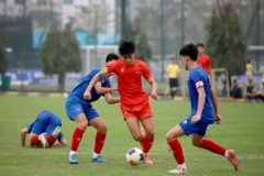 Đội tuyển U17 Việt Nam giành chiến thắng trong trận đấu tập đầu tiên. (Ảnh: VFF)