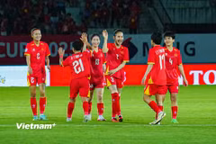 Đội tuyển nữ Việt Nam sẽ đối đầu đội nhì bảng B ở bán kết AFF Cup nữ 2025. (Ảnh: Việt Anh/Vietnam+)