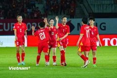 Đội tuyển nữ Việt Nam sẽ đối đầu đội nhì bảng B ở bán kết AFF Cup nữ 2025. (Ảnh: Việt Anh/Vietnam+)