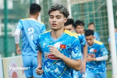 Cầu thủ Việt kiều Antonio Moric được đôn từ đội U19 để tập luyện cùng đội tuyển U23 Việt Nam. (Ảnh: Việt Anh/Vietnam+)