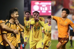 Đông Á Thanh Hóa, Sông Lam Nghệ An và Hoàng Anh Gia Lai (từ trái sang) đều giành chiến thắng ở vòng 13 V-League 2025/26.
