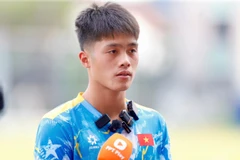 Tiền đạo Quốc Việt có lần đầu đá chính ở Vòng chung kết U23 châu Á 2026. (Ảnh: VFF)