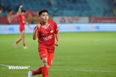Tiền vệ Đinh Xuân Tiến ghi bàn giúp Thể Công-Viettel có trận hòa 1-1 với PVF-CAND. (Ảnh: Việt Anh/Vietnam+)
