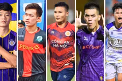 Thành Chung, Hoàng Đức, Quang Hải, Tiến Linh và Tuấn Hải (từ trái sang) là những cái tên góp mặt trong danh sách rút gọn cho Giải thưởng Quả bóng Vàng Việt Nam 2024.