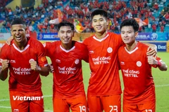 Thể Công-Viettel ngược dòng giành chiến thắng 2-1 ở trận đấu muộn vòng 7 V-League. (Ảnh: Việt Anh/Vietnam+)