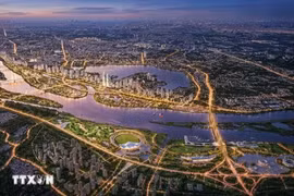 Hà Nội lên kế hoạch phát triển du lịch đường sông giai đoạn 2026-2030, nhằm đồng hành với giai đoạn mới của Quy hoạch Thủ đô, quy hoạch trục đại lộ cảnh quan sông Hồng. (Ảnh phối cảnh: Phan Phương/TTXVN)