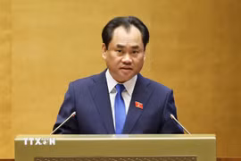 Bộ trưởng Bộ Nông nghiệp và Môi trường Trịnh Việt Hùng phát biểu giải trình, làm rõ một số vấn đề đại biểu Quốc hội nêu. (Ảnh: Doãn Tấn/TTXVN)