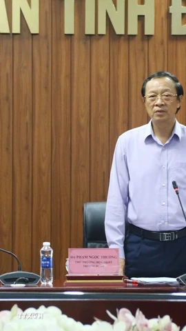 Thứ trưởng Bộ Giáo dục và Đào tạo Phạm Ngọc Thưởng phát biểu chỉ đạo tại buổi làm việc với tỉnh Đồng Nai. (Ảnh: Lê Xuân/TTXVN)
