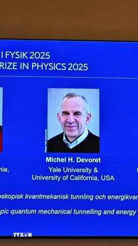 Chân dung 3 nhà khoa học người Mỹ đoạt giải Nobel Vật lý 2025 (từ trái sang): John Clarke, Michel H. Devoret và John M. Martinis. (Ảnh: Reuters/TTXVN)