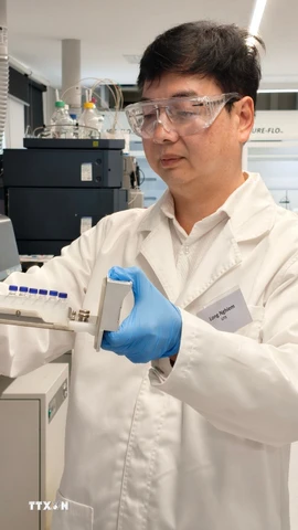 Giáo sư Nghiêm Đức Long – Giám đốc Trung tâm Môi trường và Nước thuộc Đại học Công nghệ Sydney; Chủ tịch Hội Trí thức và Chuyên gia Việt Nam tại Australia (VASEA) - luôn bền bỉ nghiên cứu khoa học trong lĩnh vực mà ông tâm huyết. (Ảnh Trung Trang/TTXVN)