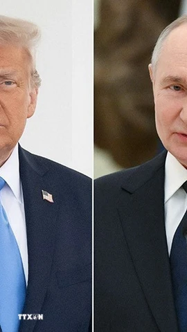 Tổng thống Mỹ Donald Trump và người đồng cấp Nga Vladimir Putin. (Ảnh: Getty Images/TTXVN)