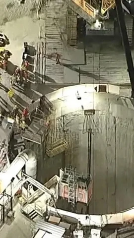 Hiện trường vụ sập đường hầm tại Los Angeles. (Ảnh: KABC)