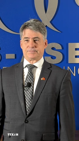 Nguyên Đại sứ Brian McFeeters, Chủ tịch kiêm Giám đốc điều hành Hội đồng Kinh doanh Mỹ-ASEAN (USABC). (Ảnh: Ngọc Quang/TTXVN)