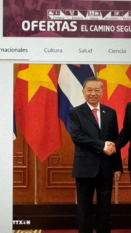 Hãng thông tấn Cuba, ACN, đưa tin về Đại hội XIV của Đảng Cộng sản Việt Nam. (Ảnh chụp màn hình: Việt Hùng/TTXVN)